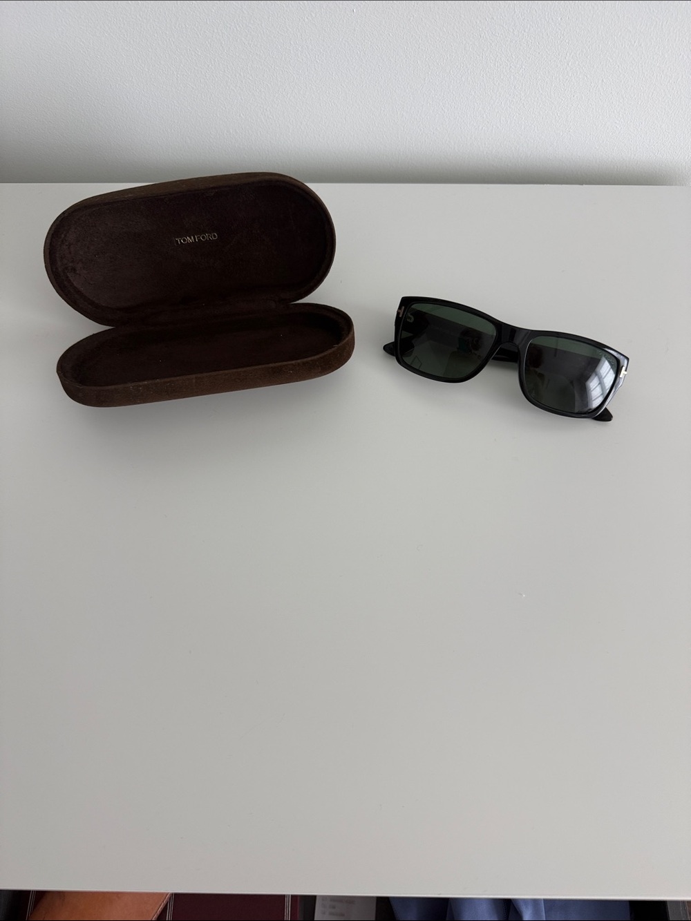 Tom Ford Black Frame Sunglasses with Dark Green Lenses
